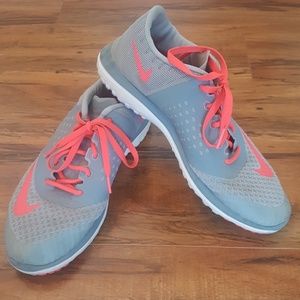 Grey & Coral Colored Nike Shoes